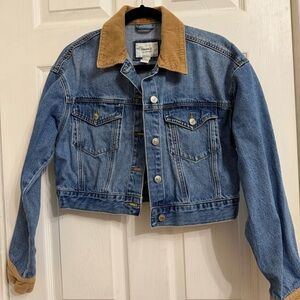 Forever 21 Blue Denim Jacket with Brown Collar